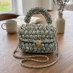 Handcrafted Puff Knit Top Handle Bag